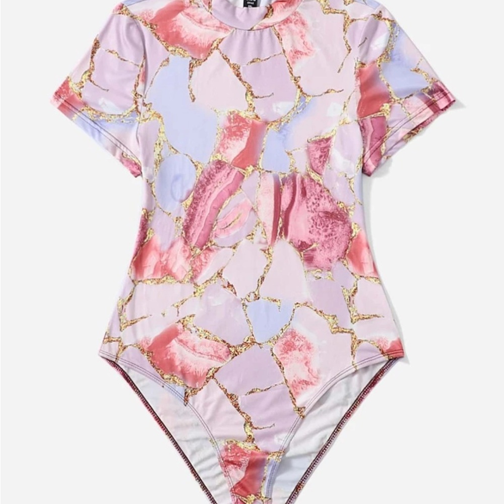 Chic Pink and Gold Bodysuit